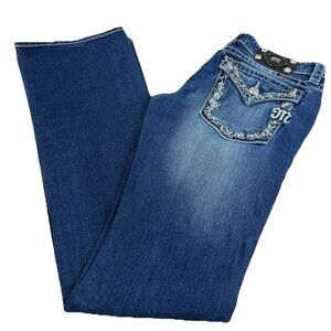 Miss Me Jeans Bootcut Sz 29 (Actual 30x32) JP5521B MK87 Rhinestone Pocket EUC